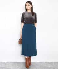 F1KAD33080 MK MICHEL KLEIN(小さいサイズ)(メゾン ドゥ サンク) 【小さいサイズ】シアーベロアTシャツ/洗える グレージュ