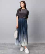 F1KAD33080 MK MICHEL KLEIN(小さいサイズ)(メゾン ドゥ サンク) 【小さいサイズ】シアーベロアTシャツ/洗える グレージュ