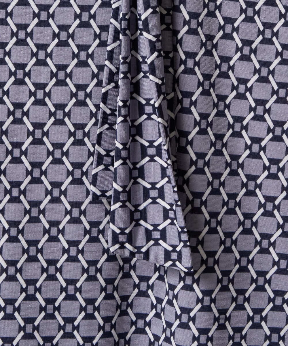 F1KAD40140 MK MICHEL KLEIN(小さいサイズ)(メゾン ドゥ サンク) 【小さいサイズ】スクエア幾何柄ボウタイカットソー/洗濯機で洗える ダークブラウン