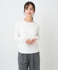 F1KAD42100 MK MICHEL KLEIN(小さいサイズ)(メゾン ドゥ サンク) 【小さいサイズ】袖口チュールデザイン インナーカットソー/洗濯機で洗える アイボリー