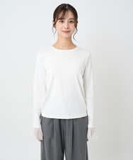 F1KAD42100 MK MICHEL KLEIN(小さいサイズ)(メゾン ドゥ サンク) 【小さいサイズ】袖口チュールデザイン インナーカットソー/洗濯機で洗える アイボリー