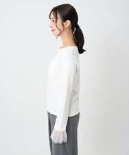 F1KAD42100 MK MICHEL KLEIN(小さいサイズ)(メゾン ドゥ サンク) 【小さいサイズ】袖口チュールデザイン インナーカットソー/洗濯機で洗える アイボリー