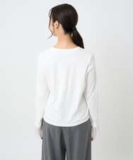 F1KAD42100 MK MICHEL KLEIN(小さいサイズ)(メゾン ドゥ サンク) 【小さいサイズ】袖口チュールデザイン インナーカットソー/洗濯機で洗える アイボリー