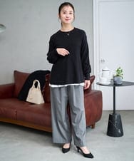 F1KAF41100 MK MICHEL KLEIN(小さいサイズ)(メゾン ドゥ サンク) 【小さいサイズ】タックプリーツデザイン ペプラムインナーカットソー/洗濯機で洗える アイボリー