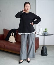 F1KAF41100 MK MICHEL KLEIN(小さいサイズ)(メゾン ドゥ サンク) 【小さいサイズ】タックプリーツデザイン ペプラムインナーカットソー/洗濯機で洗える アイボリー