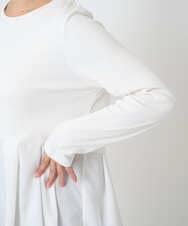 F1KAF41100 MK MICHEL KLEIN(小さいサイズ)(メゾン ドゥ サンク) 【小さいサイズ】タックプリーツデザイン ペプラムインナーカットソー/洗濯機で洗える アイボリー