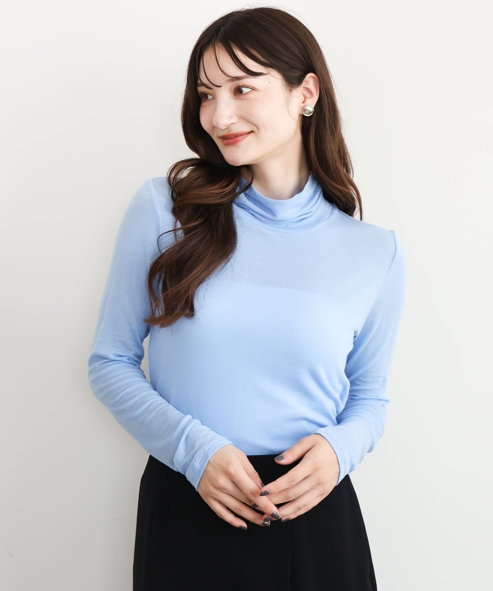 F1KAG35100 MK MICHEL KLEIN(小さいサイズ)(メゾン ドゥ サンク) 【小さいサイズ】[洗える]ハイネックカットソー ライトブルー