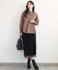 F1KAG35100 MK MICHEL KLEIN(小さいサイズ)(メゾン ドゥ サンク) 【小さいサイズ】[洗える]ハイネックカットソー ブラウン