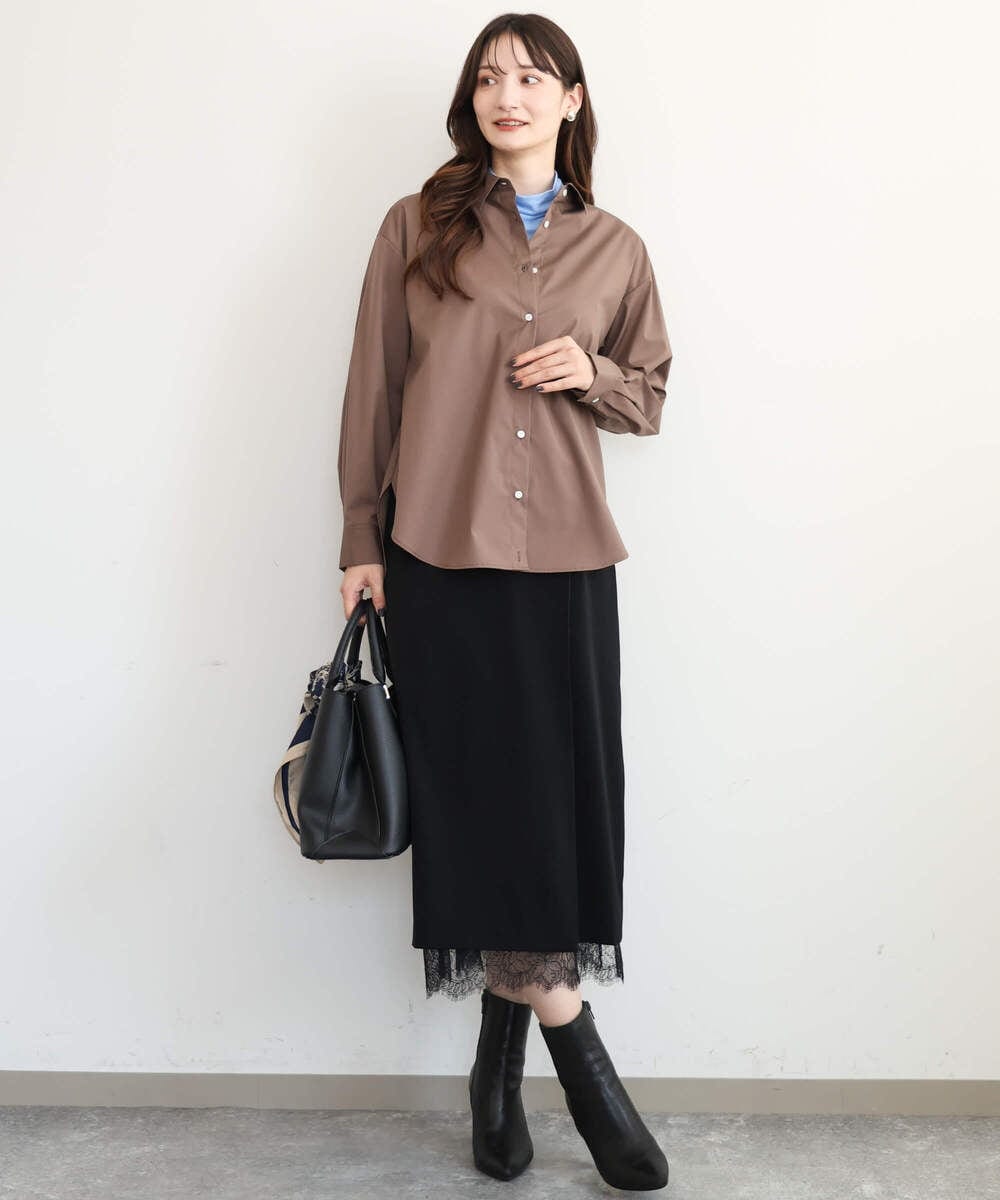 F1KAG35100 MK MICHEL KLEIN(小さいサイズ)(メゾン ドゥ サンク) 【小さいサイズ】[洗える]ハイネックカットソー ブラウン
