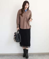 F1KAG35100 MK MICHEL KLEIN(小さいサイズ)(メゾン ドゥ サンク) 【小さいサイズ】[洗える]ハイネックカットソー ブラウン