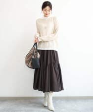 F1KAG35100 MK MICHEL KLEIN(小さいサイズ)(メゾン ドゥ サンク) 【小さいサイズ】[洗える]ハイネックカットソー ブラウン