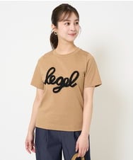 F1KGA30080 MK MICHEL KLEIN(小さいサイズ)(メゾン ドゥ サンク) 【小さいサイズ】フリンジ刺繍ロゴTシャツ/洗える キャメル