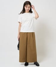 F1KGA30080 MK MICHEL KLEIN(小さいサイズ)(メゾン ドゥ サンク) 【小さいサイズ】フリンジ刺繍ロゴTシャツ/洗える キャメル