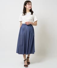 F1KGA30080 MK MICHEL KLEIN(小さいサイズ)(メゾン ドゥ サンク) 【小さいサイズ】フリンジ刺繍ロゴTシャツ/洗える キャメル
