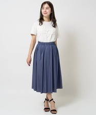 F1KGA30080 MK MICHEL KLEIN(小さいサイズ)(メゾン ドゥ サンク) 【小さいサイズ】フリンジ刺繍ロゴTシャツ/洗える キャメル