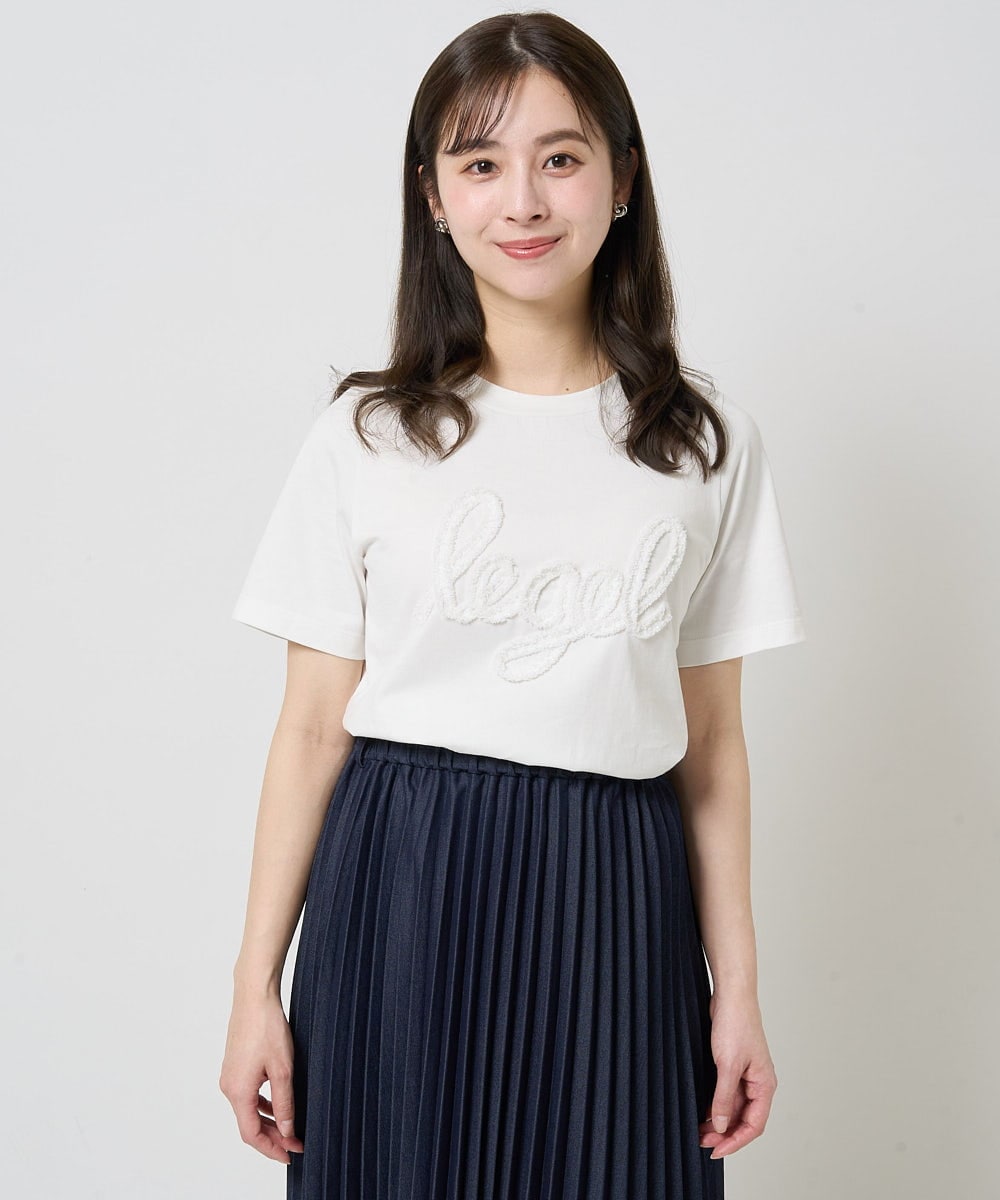 F1KGA30080 MK MICHEL KLEIN(小さいサイズ)(メゾン ドゥ サンク) 【小さいサイズ】フリンジ刺繍ロゴTシャツ/洗える キャメル