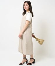 F1KGA30080 MK MICHEL KLEIN(小さいサイズ)(メゾン ドゥ サンク) 【小さいサイズ】フリンジ刺繍ロゴTシャツ/洗える キャメル