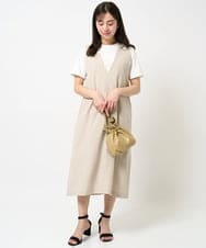 F1KGA30080 MK MICHEL KLEIN(小さいサイズ)(メゾン ドゥ サンク) 【小さいサイズ】フリンジ刺繍ロゴTシャツ/洗える キャメル