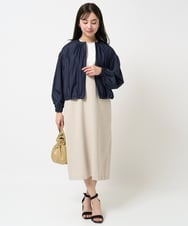 F1KGA30080 MK MICHEL KLEIN(小さいサイズ)(メゾン ドゥ サンク) 【小さいサイズ】フリンジ刺繍ロゴTシャツ/洗える キャメル