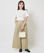F1KGA30080 MK MICHEL KLEIN(小さいサイズ)(メゾン ドゥ サンク) 【小さいサイズ】フリンジ刺繍ロゴTシャツ/洗える キャメル