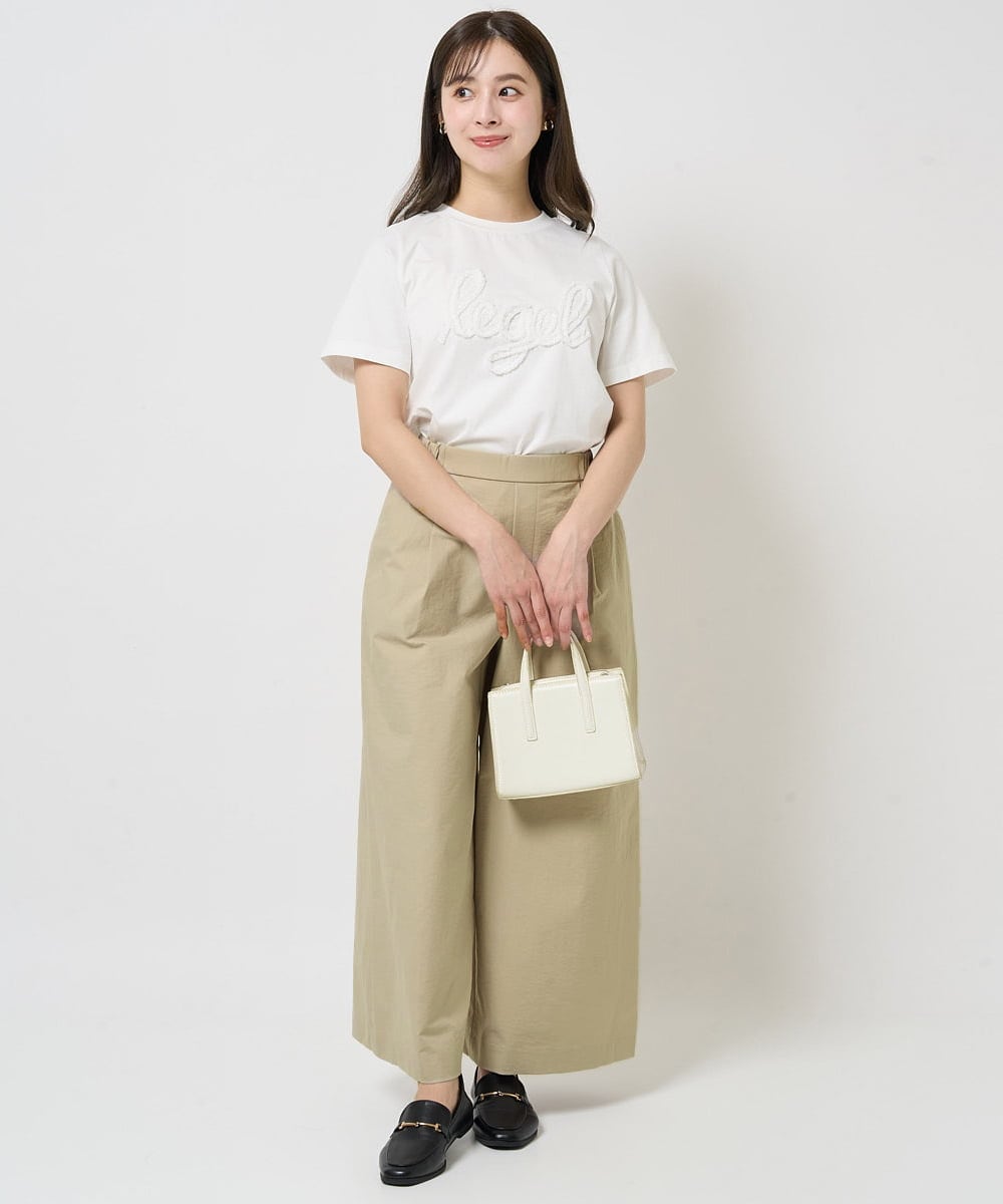 F1KGA30080 MK MICHEL KLEIN(小さいサイズ)(メゾン ドゥ サンク) 【小さいサイズ】フリンジ刺繍ロゴTシャツ/洗える キャメル