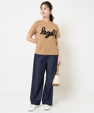 F1KGA30080 MK MICHEL KLEIN(小さいサイズ)(メゾン ドゥ サンク) 【小さいサイズ】フリンジ刺繍ロゴTシャツ/洗える キャメル