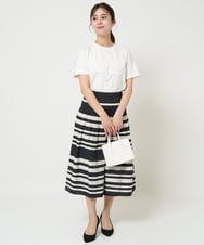 F1KGA30080 MK MICHEL KLEIN(小さいサイズ)(メゾン ドゥ サンク) 【小さいサイズ】フリンジ刺繍ロゴTシャツ/洗える キャメル