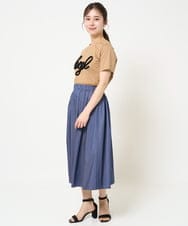 F1KGA30080 MK MICHEL KLEIN(小さいサイズ)(メゾン ドゥ サンク) 【小さいサイズ】フリンジ刺繍ロゴTシャツ/洗える キャメル