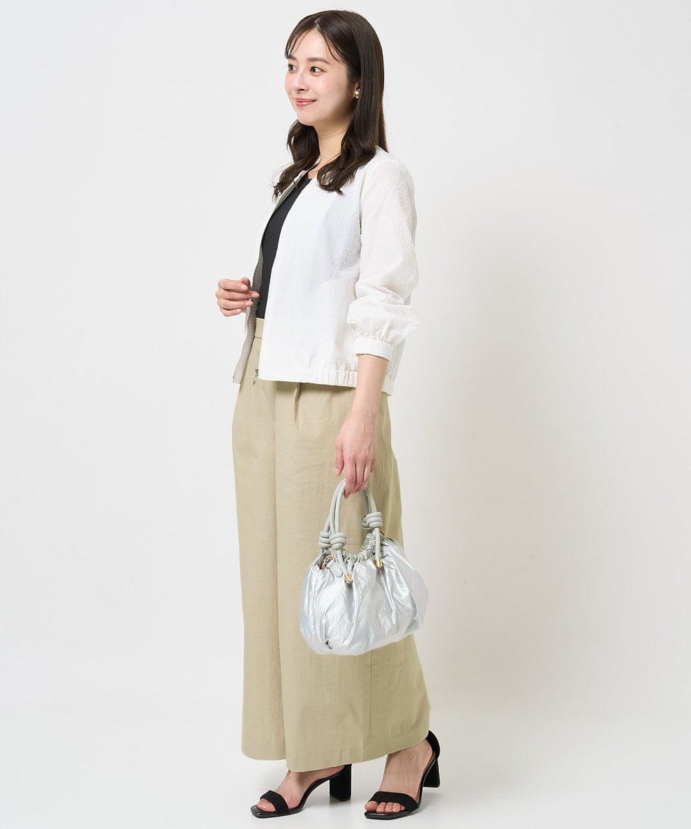 F1KGA32045 MK MICHEL KLEIN(小さいサイズ)(メゾン ドゥ サンク) 【小さいサイズ】ラメタンクトップ/UVカット/接触冷感/洗える ブラック
