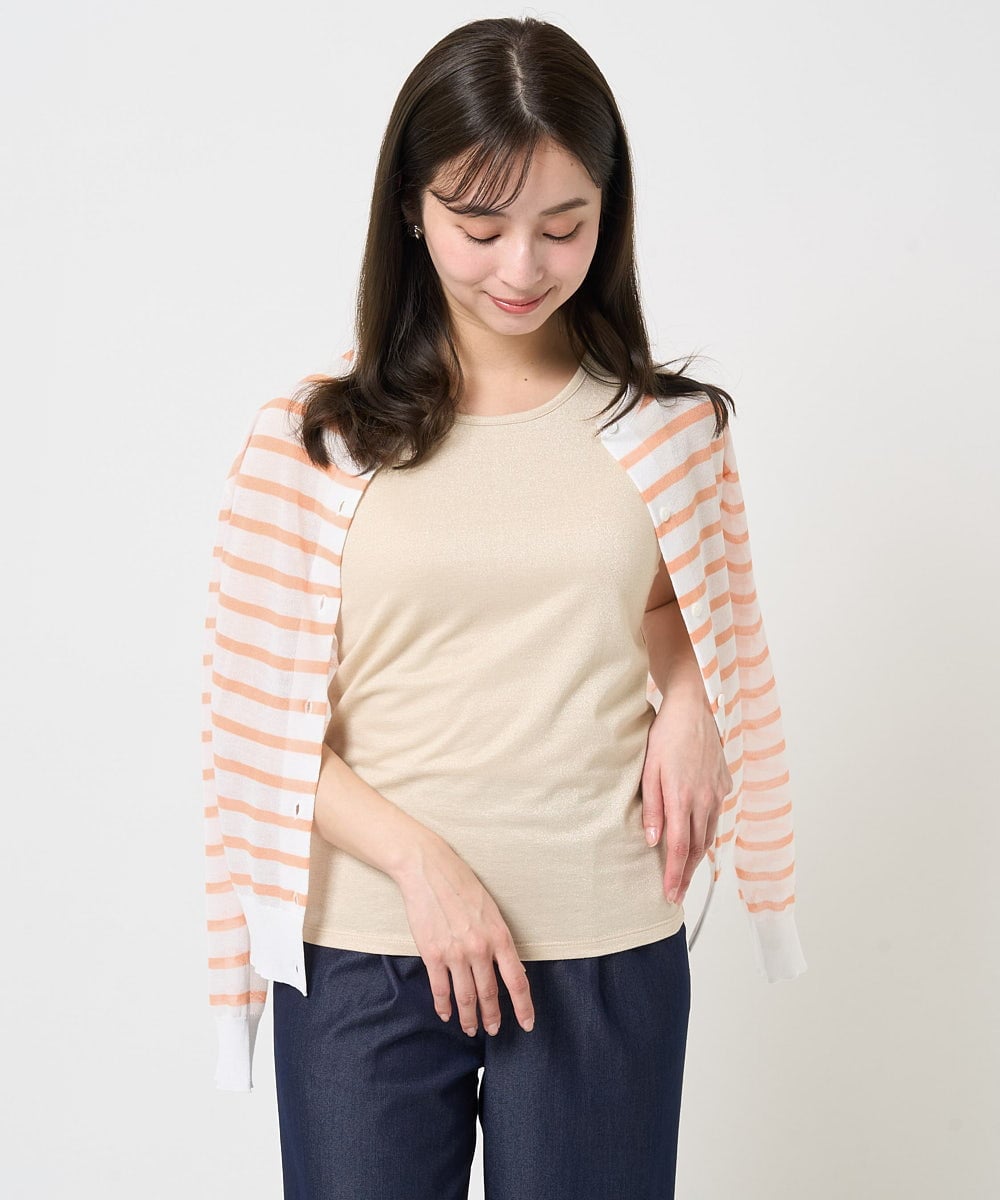 F1KGA32045 MK MICHEL KLEIN(小さいサイズ)(メゾン ドゥ サンク) 【小さいサイズ】ラメタンクトップ/UVカット/接触冷感/洗える ブラック