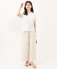F1KGA40080 MK MICHEL KLEIN(小さいサイズ)(メゾン ドゥ サンク) 【小さいサイズ】刺繍ロゴTシャツ/接触冷感/UVカット/洗える ホワイト