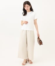 F1KGA40080 MK MICHEL KLEIN(小さいサイズ)(メゾン ドゥ サンク) 【小さいサイズ】刺繍ロゴTシャツ/接触冷感/UVカット/洗える ホワイト