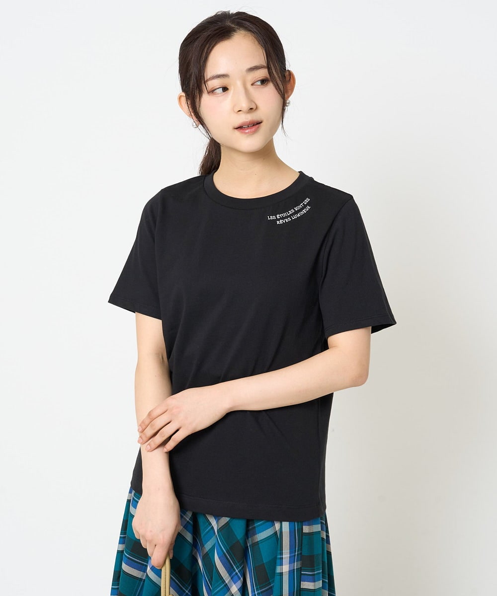 F1KGA40080 MK MICHEL KLEIN(小さいサイズ)(メゾン ドゥ サンク) 【小さいサイズ】刺繍ロゴTシャツ/接触冷感/UVカット/洗える ホワイト