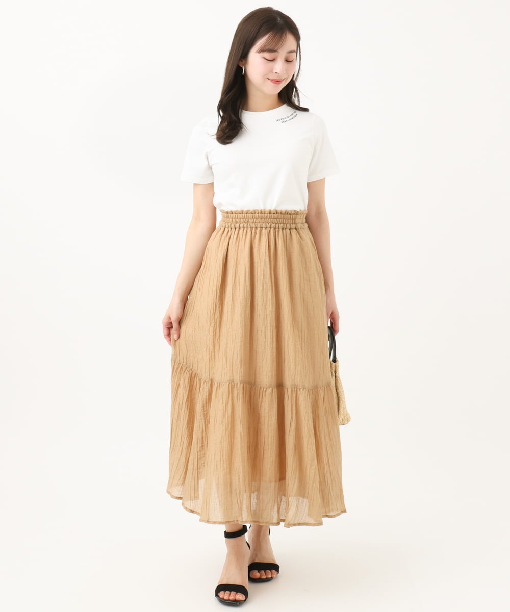 F1KGA40080 MK MICHEL KLEIN(小さいサイズ)(メゾン ドゥ サンク) 【小さいサイズ】刺繍ロゴTシャツ/接触冷感/UVカット/洗える ホワイト