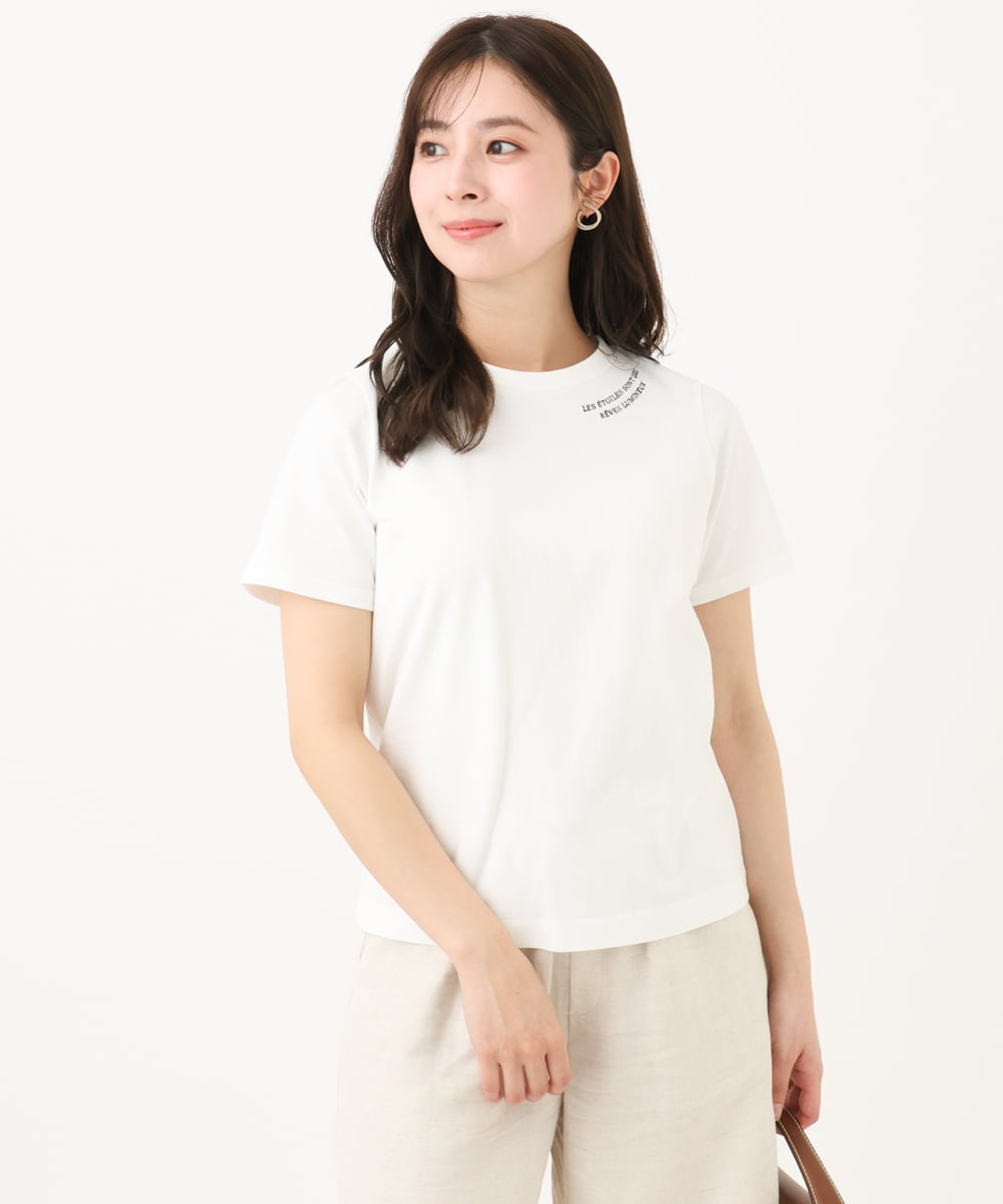 F1KGA40080 MK MICHEL KLEIN(小さいサイズ) 【小さいサイズ】刺繍ロゴTシャツ/接触冷感/UVカット/洗える