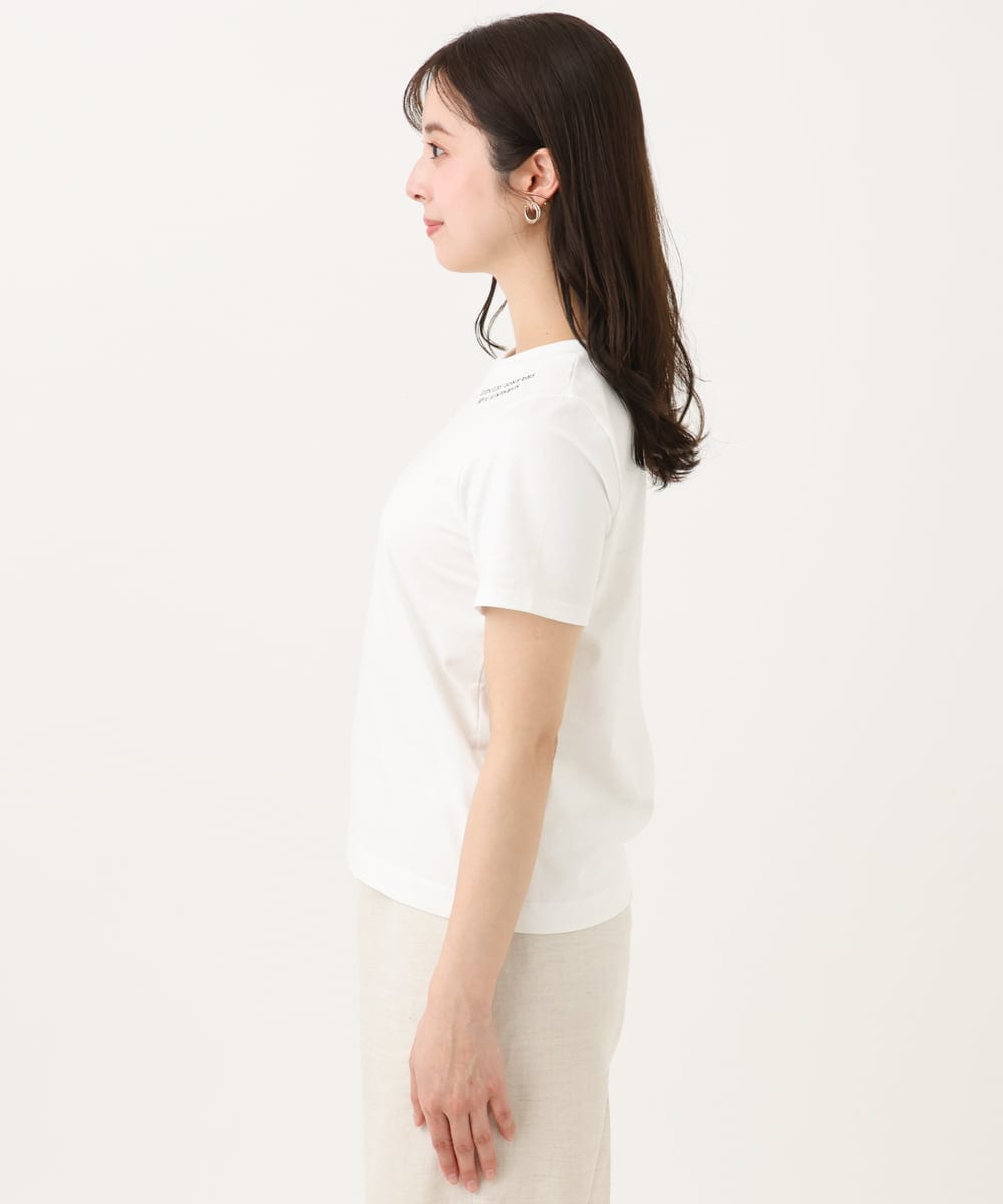 F1KGA40080 MK MICHEL KLEIN(小さいサイズ)(メゾン ドゥ サンク) 【小さいサイズ】刺繍ロゴTシャツ/接触冷感/UVカット/洗える ホワイト