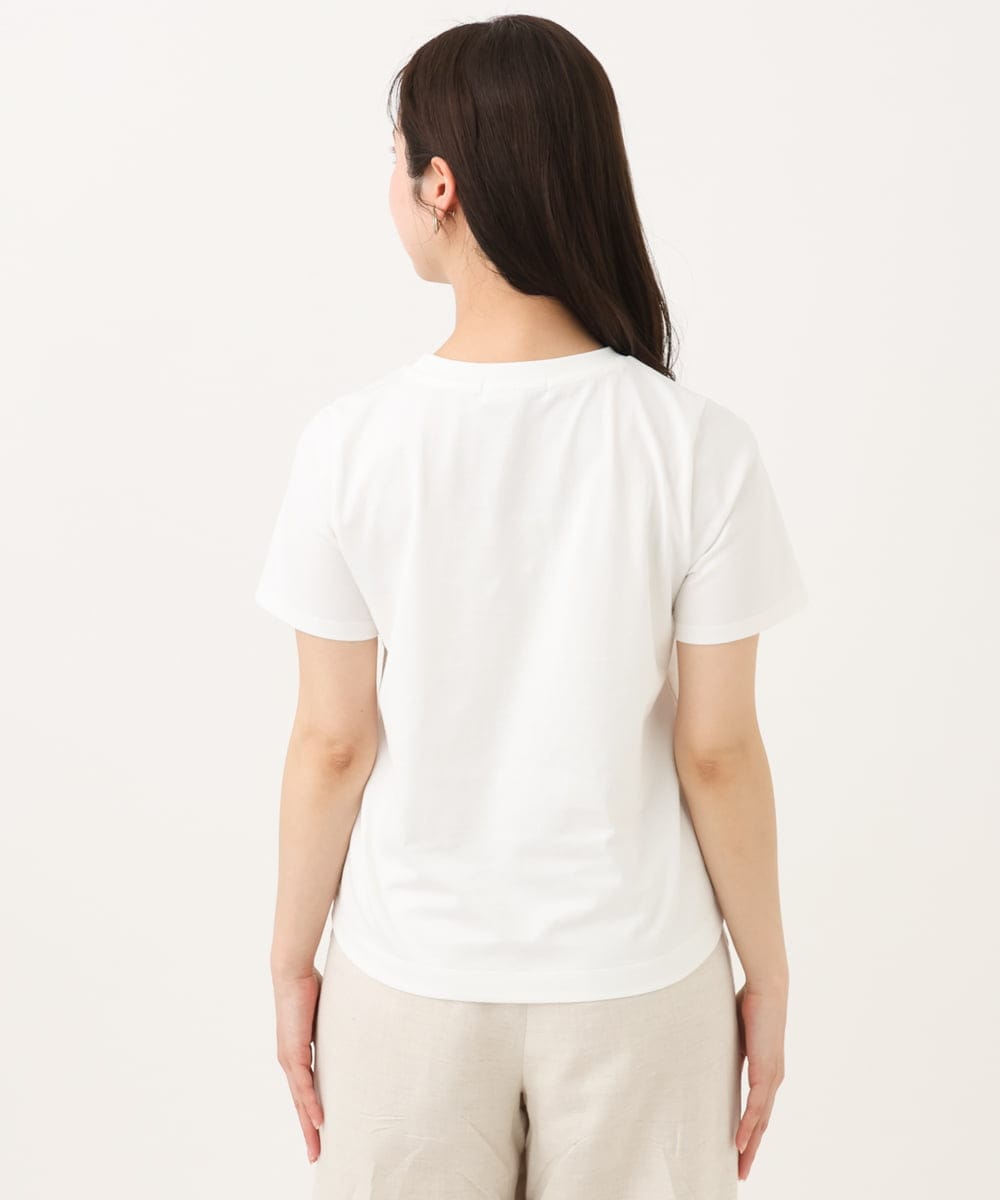 F1KGA40080 MK MICHEL KLEIN(小さいサイズ)(メゾン ドゥ サンク) 【小さいサイズ】刺繍ロゴTシャツ/接触冷感/UVカット/洗える ホワイト