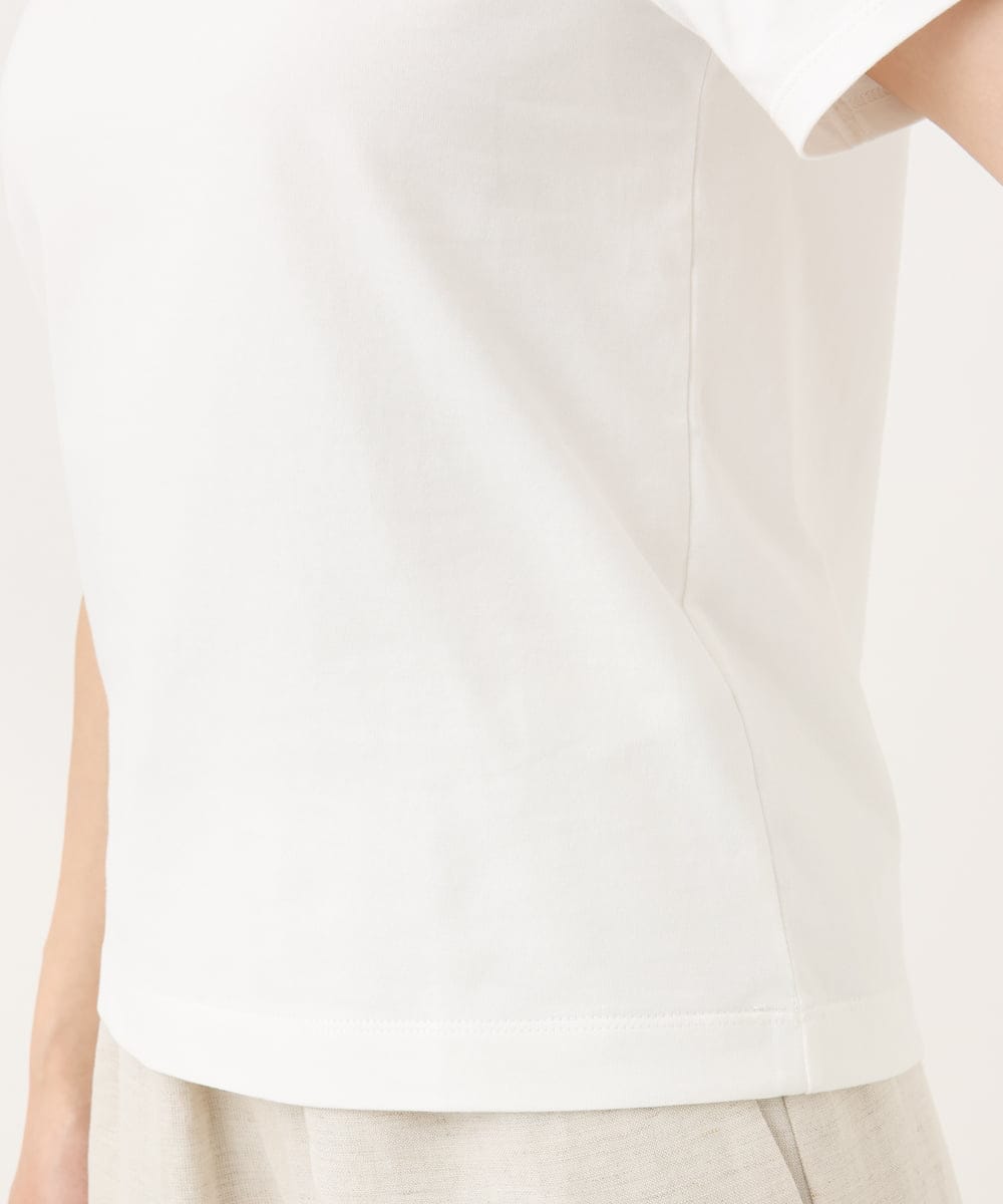 F1KGA40080 MK MICHEL KLEIN(小さいサイズ)(メゾン ドゥ サンク) 【小さいサイズ】刺繍ロゴTシャツ/接触冷感/UVカット/洗える ホワイト
