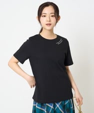 F1KGA40080 MK MICHEL KLEIN(小さいサイズ)(メゾン ドゥ サンク) 【小さいサイズ】刺繍ロゴTシャツ/接触冷感/UVカット/洗える ブラック