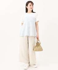 F1KGA41120 MK MICHEL KLEIN(小さいサイズ)(メゾン ドゥ サンク) 【小さいサイズ】ビスチェレイヤード風フレアーTシャツ(ストライプ)/洗える ホワイト×ネイビー