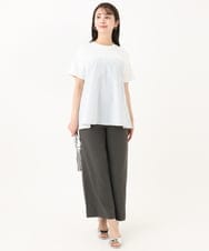 F1KGA41120 MK MICHEL KLEIN(小さいサイズ)(メゾン ドゥ サンク) 【小さいサイズ】ビスチェレイヤード風フレアーTシャツ(ストライプ)/洗える ホワイト×ネイビー