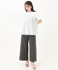 F1KGA41120 MK MICHEL KLEIN(小さいサイズ)(メゾン ドゥ サンク) 【小さいサイズ】ビスチェレイヤード風フレアーTシャツ(ストライプ)/洗える ホワイト×ネイビー