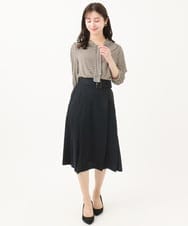 F1KGA42130 MK MICHEL KLEIN(小さいサイズ)(メゾン ドゥ サンク) 【小さいサイズ】幾何柄ボウタイジャージーカットソー/洗える グレー