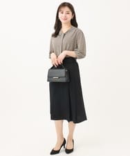 F1KGA42130 MK MICHEL KLEIN(小さいサイズ)(メゾン ドゥ サンク) 【小さいサイズ】幾何柄ボウタイジャージーカットソー/洗える グレー