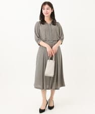 F1KGA42130 MK MICHEL KLEIN(小さいサイズ)(メゾン ドゥ サンク) 【小さいサイズ】幾何柄ボウタイジャージーカットソー/洗える グレー