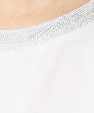 F1KGA50090 MK MICHEL KLEIN(小さいサイズ)(メゾン ドゥ サンク) 【小さいサイズ】ラメ入りネックデザインTシャツ/接触冷感/洗える ホワイト