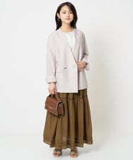 F1KGA50090 MK MICHEL KLEIN(小さいサイズ)(メゾン ドゥ サンク) 【小さいサイズ】ラメ入りネックデザインTシャツ/接触冷感/洗える ホワイト