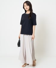F1KGA50090 MK MICHEL KLEIN(小さいサイズ)(メゾン ドゥ サンク) 【小さいサイズ】ラメ入りネックデザインTシャツ/接触冷感/洗える ホワイト