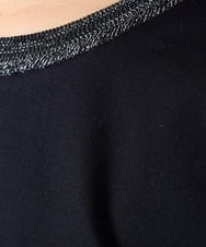 F1KGA50090 MK MICHEL KLEIN(小さいサイズ)(メゾン ドゥ サンク) 【小さいサイズ】ラメ入りネックデザインTシャツ/接触冷感/洗える ホワイト