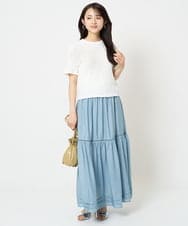 F1KGA50100 MK MICHEL KLEIN(小さいサイズ)(メゾン ドゥ サンク) 【小さいサイズ】フクレシャーリングカットソー/UVカット/洗える オレンジピーチ